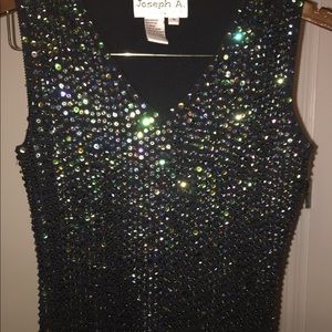 Sequin sleeveless sweater blouse